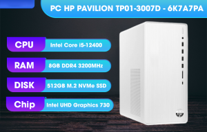 PC HP Pavilion TP01-3007d 6K7A7PA (Intel Core i5-12400/8GB/512GB SSD/Không HDD/Windows 11 Home/WiFi
