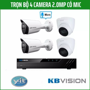 Trọn bộ 4 camera Kbvision có mic